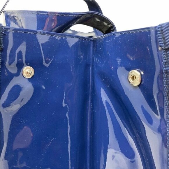 NEW Max Mara Womens Tote Bag Purse Blue Patent - Picture 10 of 12